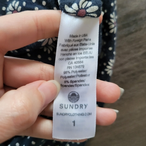 Anthropologie Sundry Navy Daisy Ruched Racerback Tank Dress Size 1/Small - Picture 5 of 10